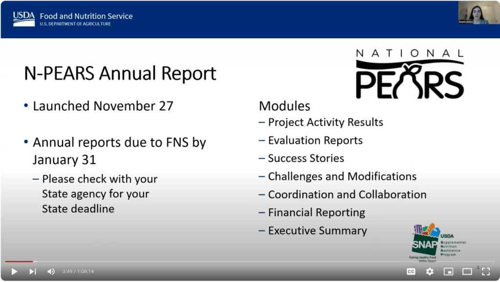 NPEARS Annual Report Training Series Evaluation Reports and Success